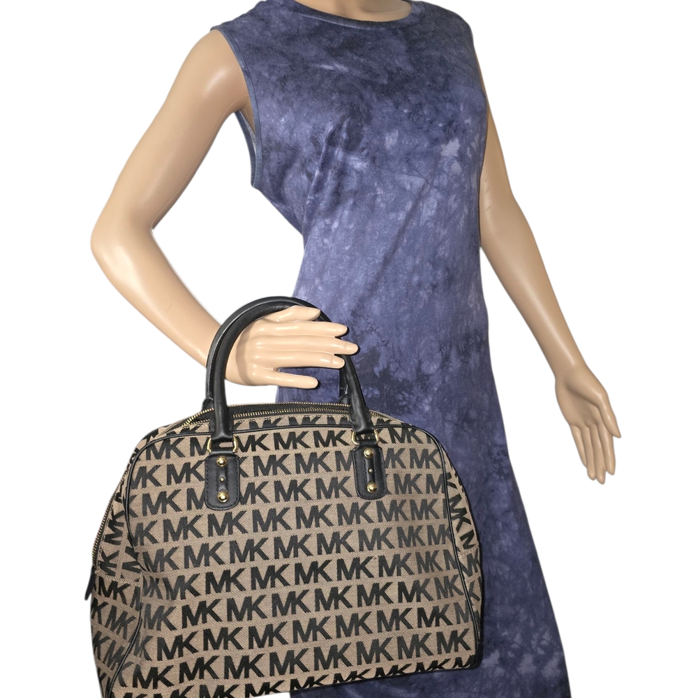 Michael Kors Black and Brown Logo Satchel